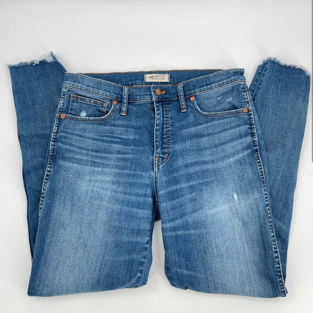 Madewell 9" High Rise Skinny Distressed Jeans Allegra Wash Rip & Repair Edition